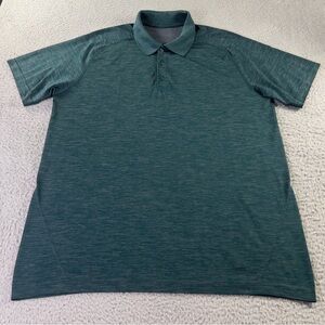 Lululemon Metal Vent Tech Polo Shirt Mens XL Heather Green Athletic Golf Preppy